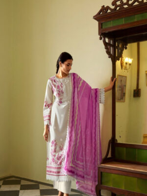 DIGITAL PRINTED LAWN COTTON UNSTITCHED SUIT WITH EMBROIDERY AND CROCHET WORK