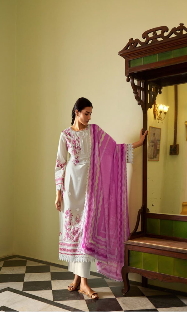 DIGITAL PRINTED LAWN COTTON UNSTITCHED SUIT WITH EMBROIDERY AND CROCHET WORK