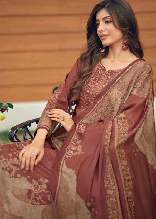 UNSTITCHED JAAM COTTON DIGITAL PRINTED SUIT WITH KHATLI WORK - Image 2