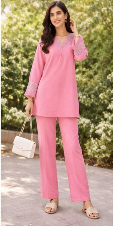 COTTON CO-ORD SET WITH EMBROIDERY (XL)