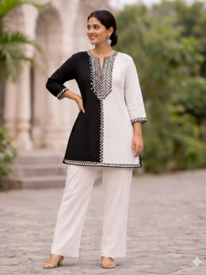 COTTON SILK CO-ORD SET WITH  EMBROIDERY (XXL)