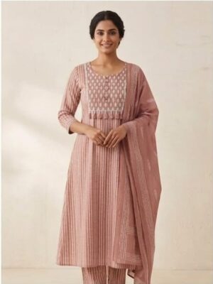 UNSTITCHED COTTON SUIT WITH HANDWORK