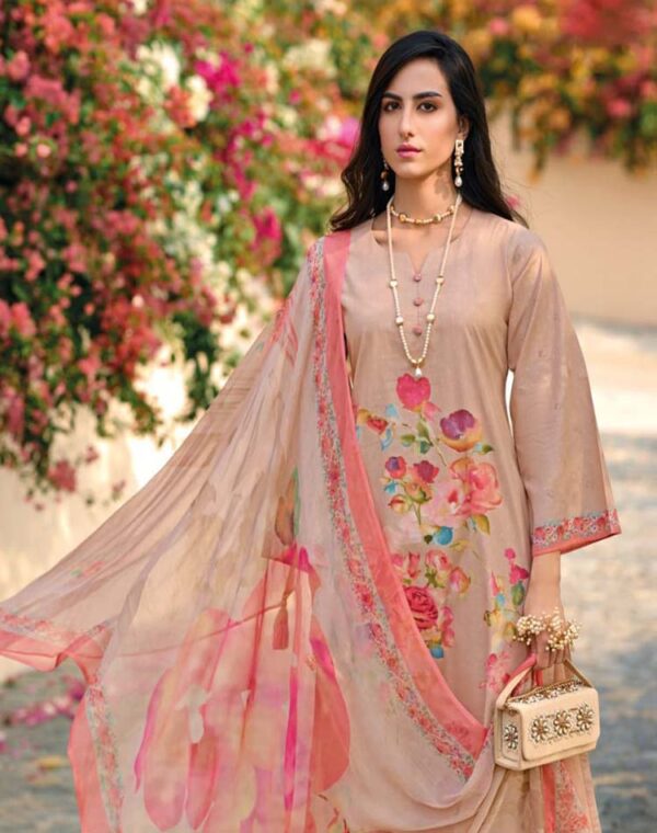 UNSTITCHED LOWN COTTON SUIT WITH FANCY EMBROIDERY