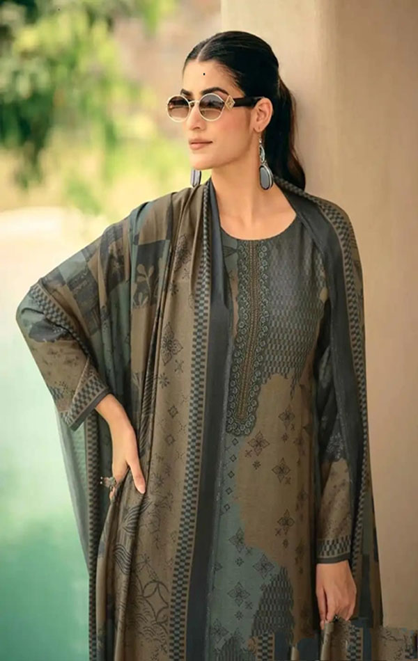DIGITAL PRINTED UNSTITCHED PASHMINA SUIT WITH LACE WORK - Image 4