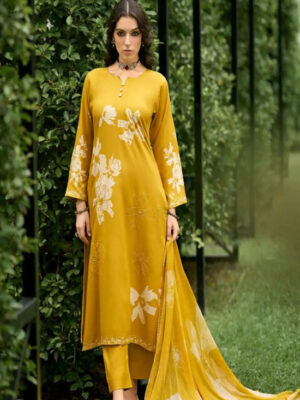 DIGITAL PRINTED UNSTITCHED PASHMINA SUIT WITH DELICATE HANDWORK