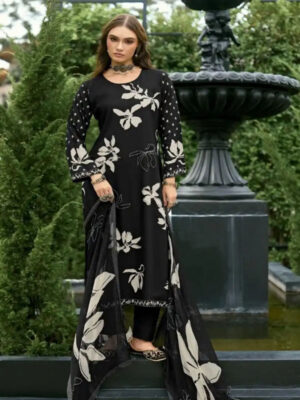 DIGITAL PRINTED UNSTITCHED PASHMINA SUIT WITH DELICATE HANDWORK