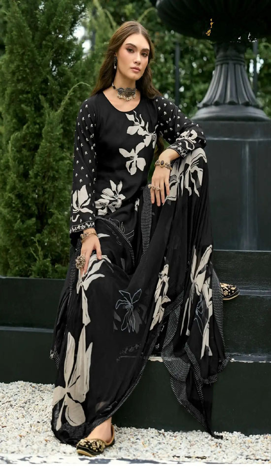 DIGITAL PRINTED UNSTITCHED PASHMINA SUIT WITH DELICATE HANDWORK - Image 2
