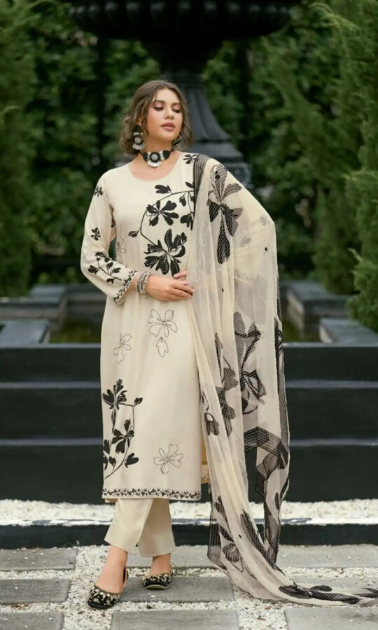 DIGITAL PRINTED UNSTITCHED PASHMINA SUIT WITH DELICATE HANDWORK