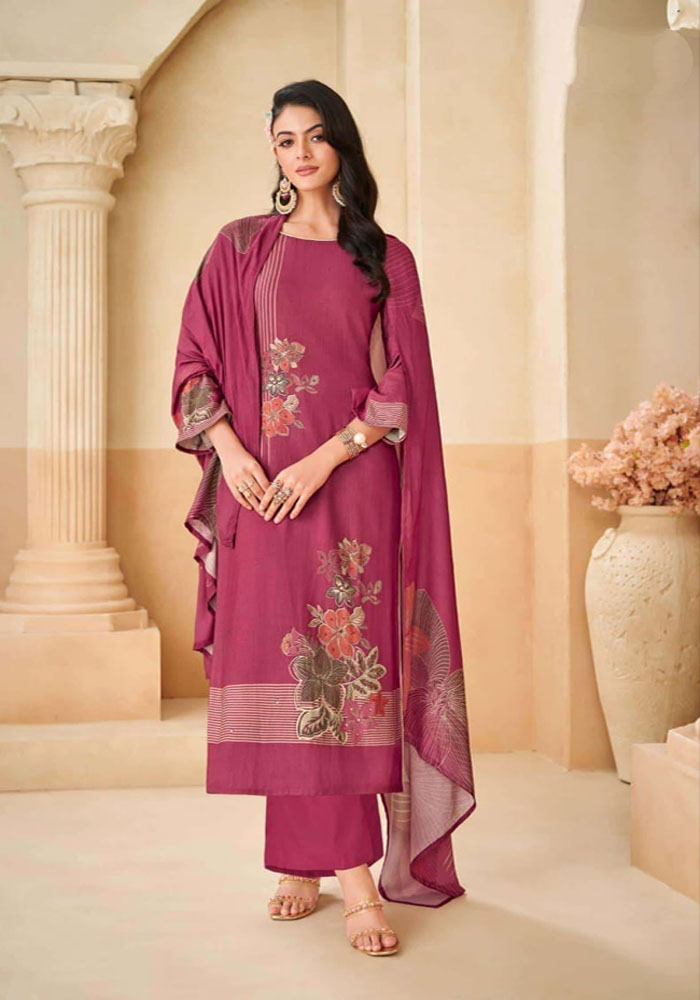 DIGITAL PRINTED SHIMMER PASHMINA UNSTITCHED SUIT WITH HANDWORK