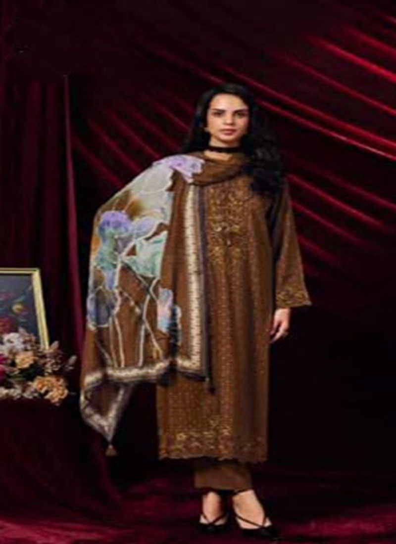 DIGITAL PRINTED FINE PASHMINA SUIT WITH EMBROIDERY