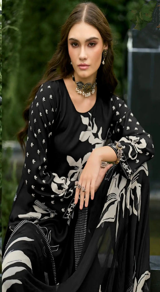 DIGITAL PRINTED UNSTITCHED PASHMINA SUIT WITH DELICATE HANDWORK - Image 4