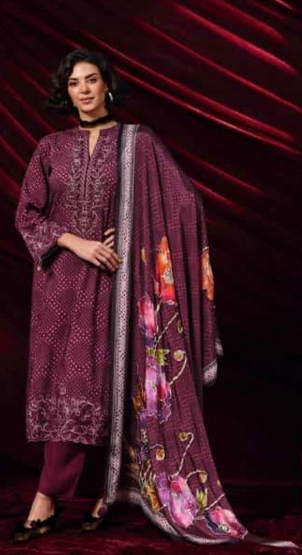 DIGITAL PRINTED FINE PASHMINA SUIT WITH EMBROIDERY
