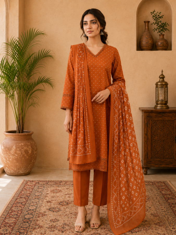 Women's Cotton  Printed Co-Ord Set with Farshi Salwar & Dupatta