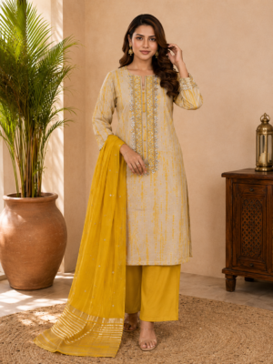 Unstitched Cotton Linen Suit Set
