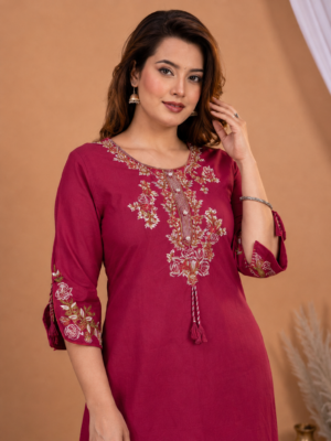 Cotton Embroidered Suit Set with Dupatta
