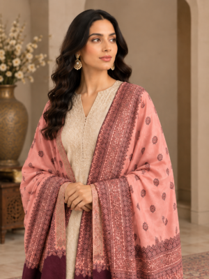 Pink Polywool Shawl