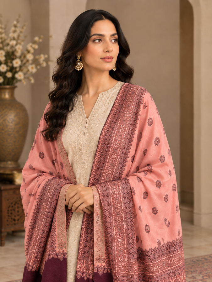 Pink Polywool Shawl
