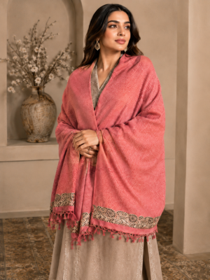 Poly Wool Self Jama Border Shawl