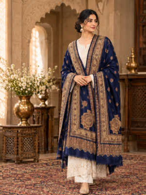 Navy Blue Polywool Shawl