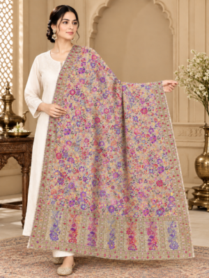 Fine Wool Kalamkari Embroidery Shawl