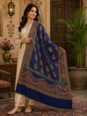 Poly wool elephant daur jama shawl
