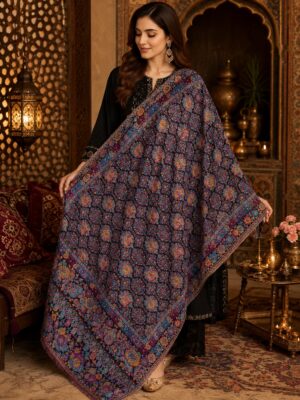 Fine Wool Zari Jama Jaal Shawl