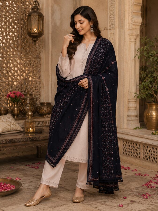Fine Wool Kashmiri Embroidery Shawl