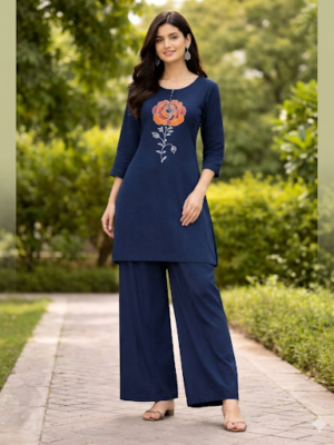 COTTON CO-ORD SET WITH HANDWORK (XL)