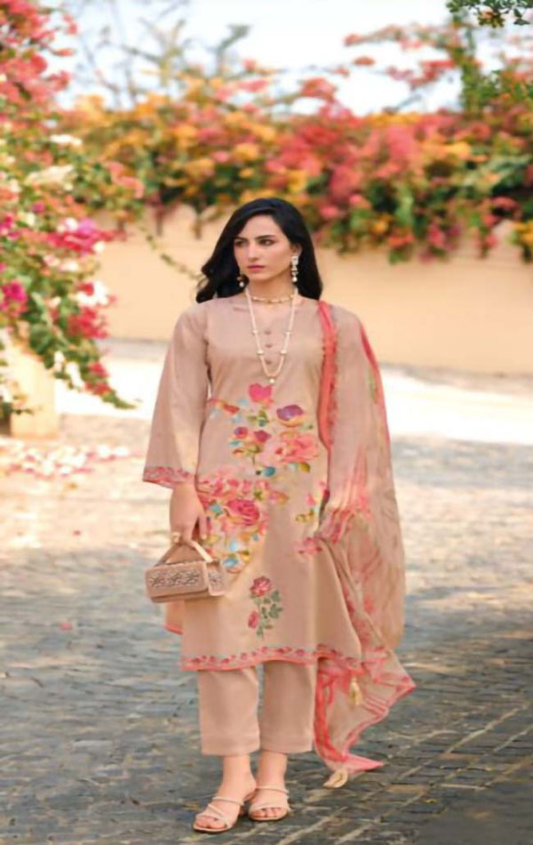 UNSTITCHED LAWN COTTON SUIT WITH FANCY EMBROIDERY