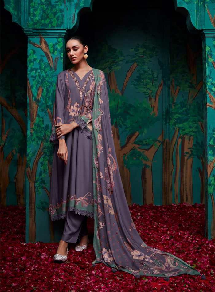 DIGITALLY PRINTED UNSTITCHED SUIT WITH HANDWORK