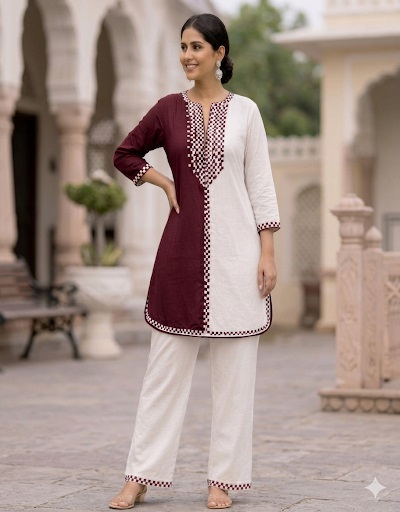 COTTON SILK CO-ORD SET WITH  EMBROIDERY (XXL)