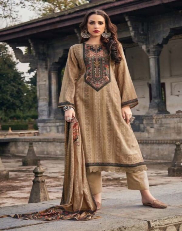UNSTITCHED DIGITALLY PRINTED PASHMINA SUIT WITH FANCY WORK