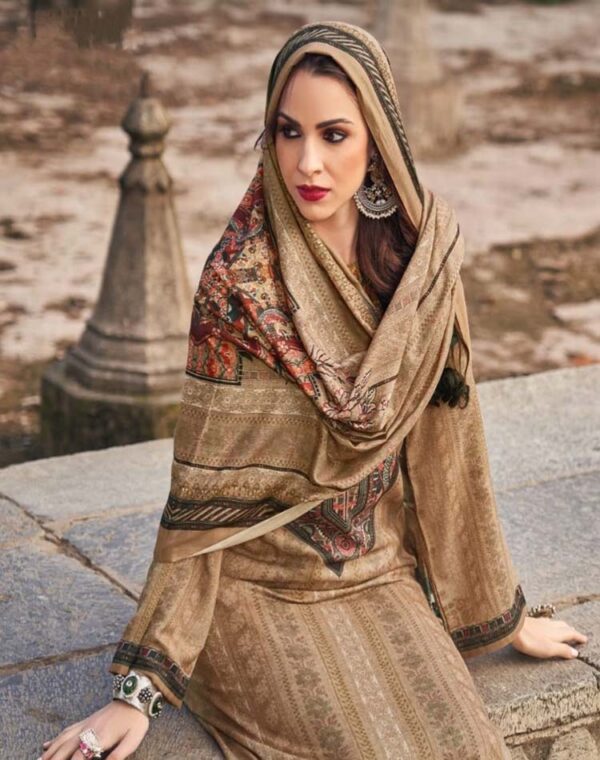 UNSTITCHED DIGITALLY PRINTED PASHMINA SUIT WITH FANCY WORK